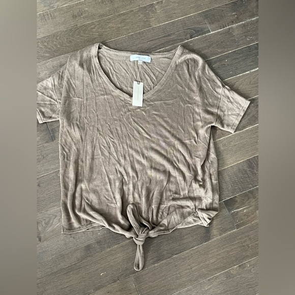 John + Jenn Moss Tie Waist Short Sleeve V-neck Sweater Wm XS - Picture 1 of 5
